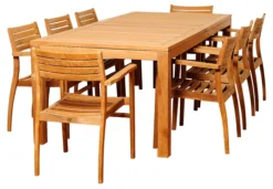 Lynn 9-Pc Teak Rectangular Dining Set
